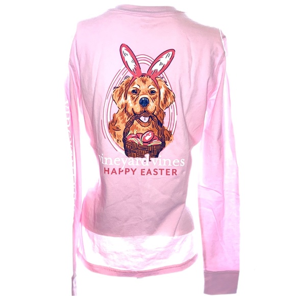 Vineyard Vines Pink Easter Dog Long Sleeve Size X-Large - Picture 7 of 12